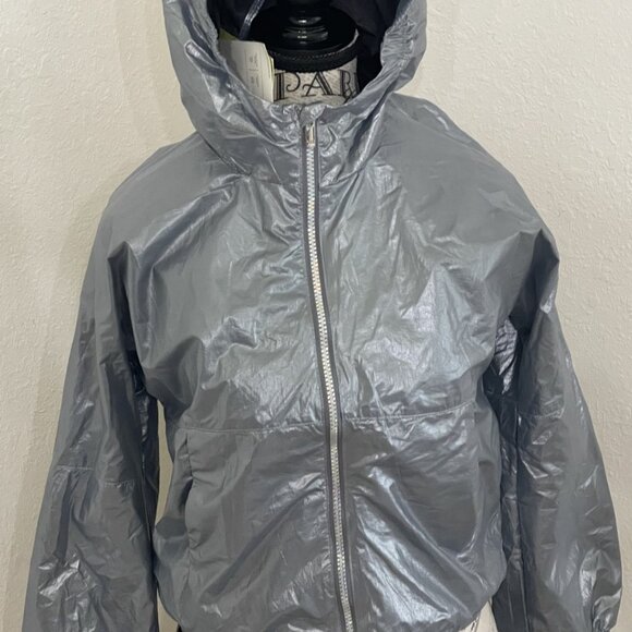 All In Motion Girls L (10/12) Silver Windbreaker Jacket with Hood - Picture 5 of 5